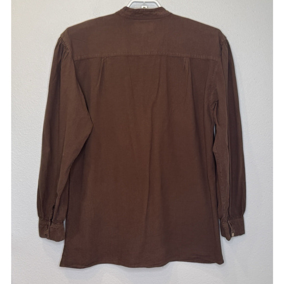 Inter American Trading Peasant Shirt Mens Size Large Brown Pintuck Long Sleeve - Picture 6 of 8